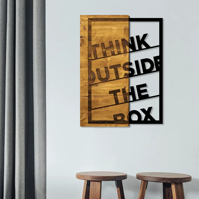 Ξύλινο Διακοσμητικό Τοίχου Think Outside The Box 899Skl1331 42x58 cm