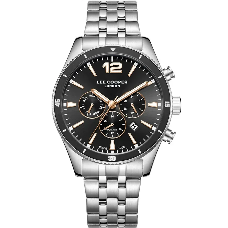 Ανδρικό ρολόι Lee Cooper Dual Time Silver Metallic Bracelet LC07641.360 LC07641.360