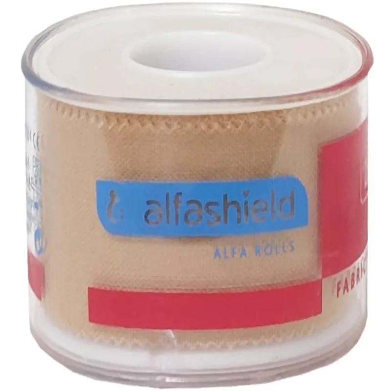 AlfaShield Alfa Plast Fabric Medical Tape Rolls Αυτοκόλλητη, Υφασμάτινη Ταινία Ισχυρής Στερέωσης Επιθεμάτων & Επιδέσμων Μπεζ 1 Τεμάχιο - 5m x 5cm