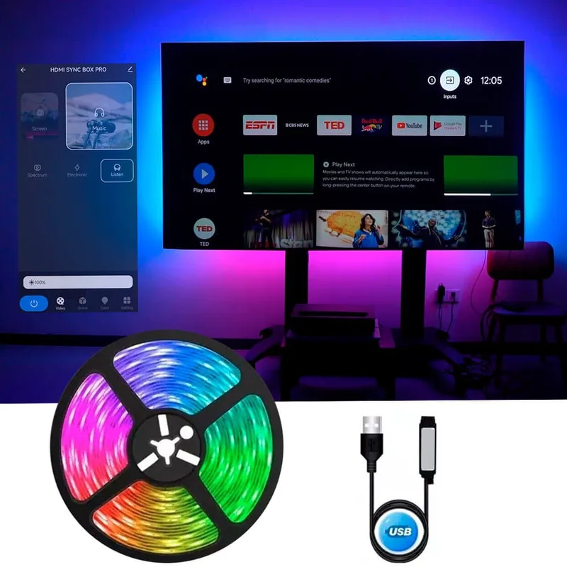 NBL Eclipse Smart Sync LED Strip Immersion Projector TV HDMI with Black Series Screen for UST Projectors