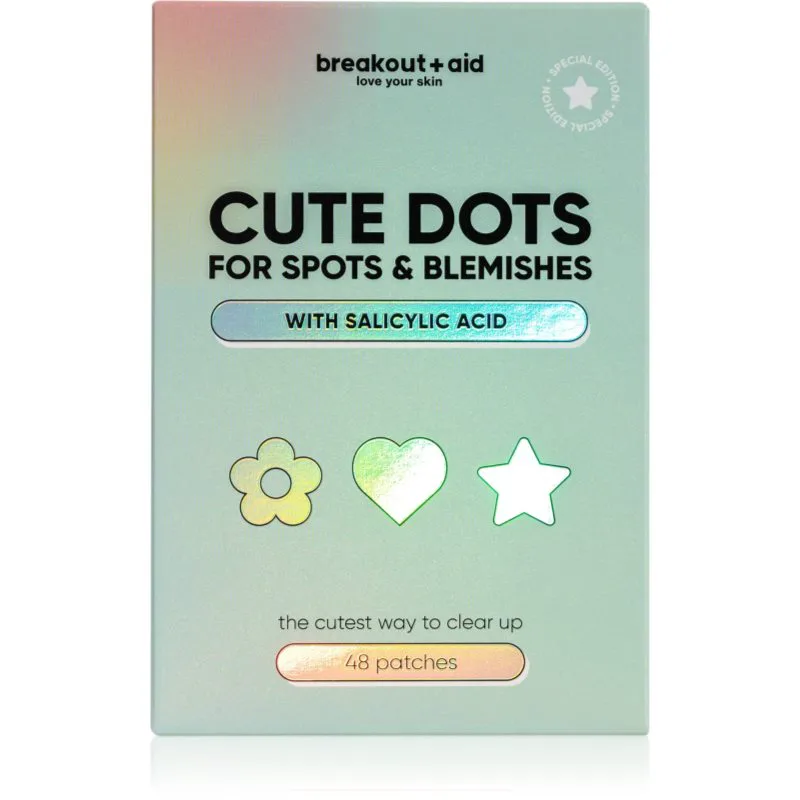 breakout + aid Cute Dots For Spots and Blemishes τοπική φροντίδα κατά της ακμής με σαλικυλικό οξύ 48 τμχ