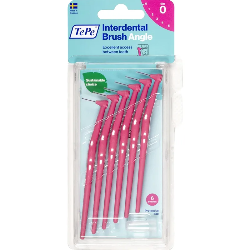 TePe Angle Interdental Brush Angle Μεσοδόντια Βουρτσάκια Καθαρισμού με Μακριά Λαβή & Κεκλιμένη Κεφαλή 6 Τεμάχια - Size 0 (0.4 mm)