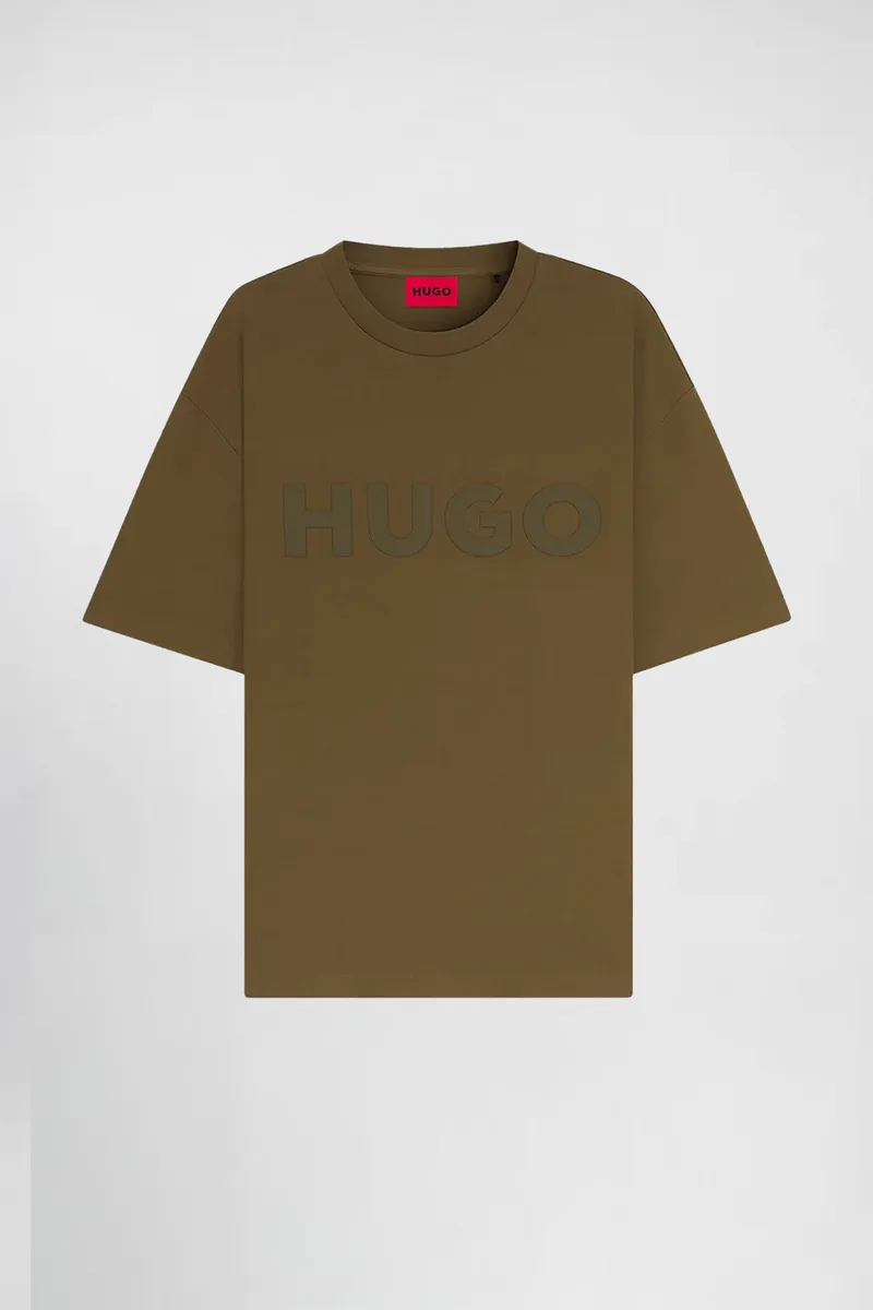 Hugo Boss ανδρικό T-shirt μονόχρωμο με λογότυπο - 50525765 Λαδί