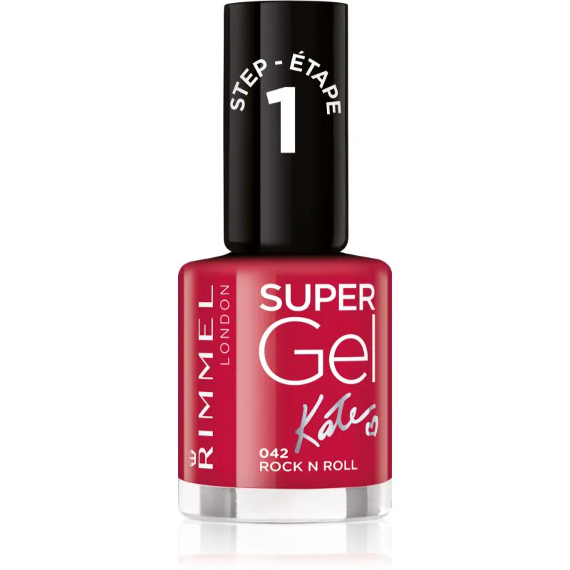 Rimmel Super Gel By Kate τζελ βερνίκι νυχιών χωρίς τη χρήση των UV/LED λαμπτήρων απόχρωση 042 Rock n Roll 12 μλ