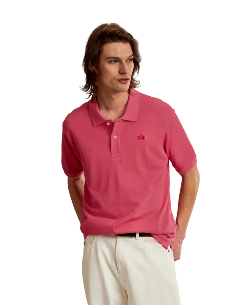 La Martina Ανδρική Polo Μπλούζα BPMP11PK031-05111 Φούξια