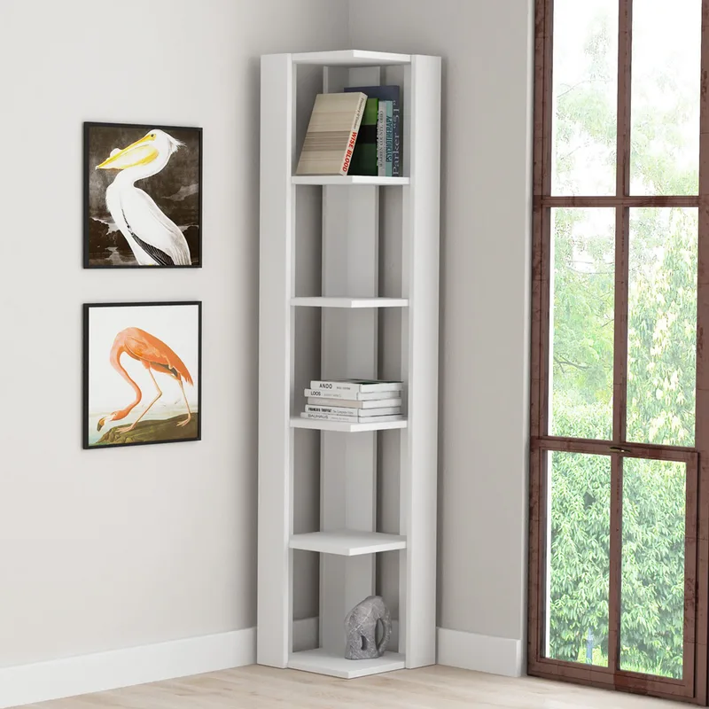 Βιβλιοθήκη Nati Corner - White 855Dte5308 (31,8x160,8x31,8 cm)