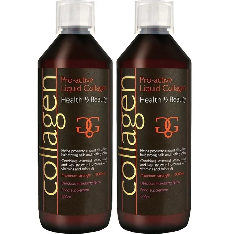 Σετ Collagen ProActive Πόσιμο Κολλαγόνο Συμπλήρωμα Διατροφής με Κολλαγόνο για το Δέρμα, Μαλλιά & Νύχια 1200ml (2x600ml) - 2 Φράουλα