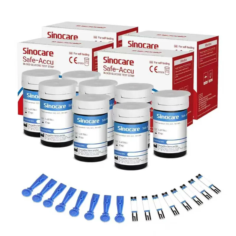[200pcs] Sinocare Glucometer Glucose Test Strips with free lancets | Safe Accu