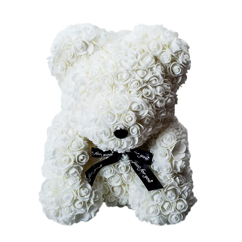 Rose Bear Λευκό Premium 40cm σε κουτί