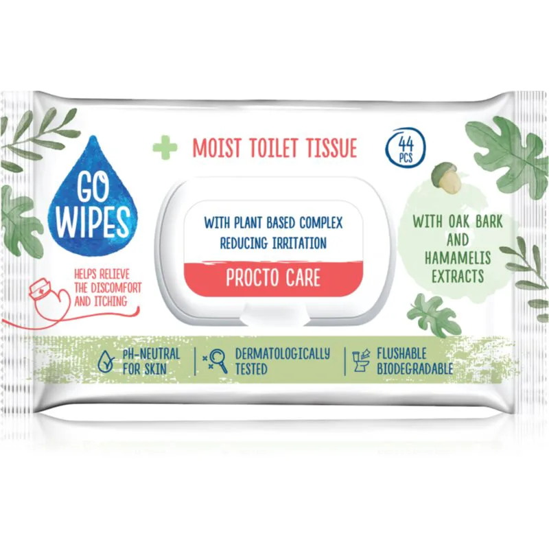 GoWipes Procto Care υγρό χαρτί υγείας για ευαίσθητο δέρμα 44 τμχ