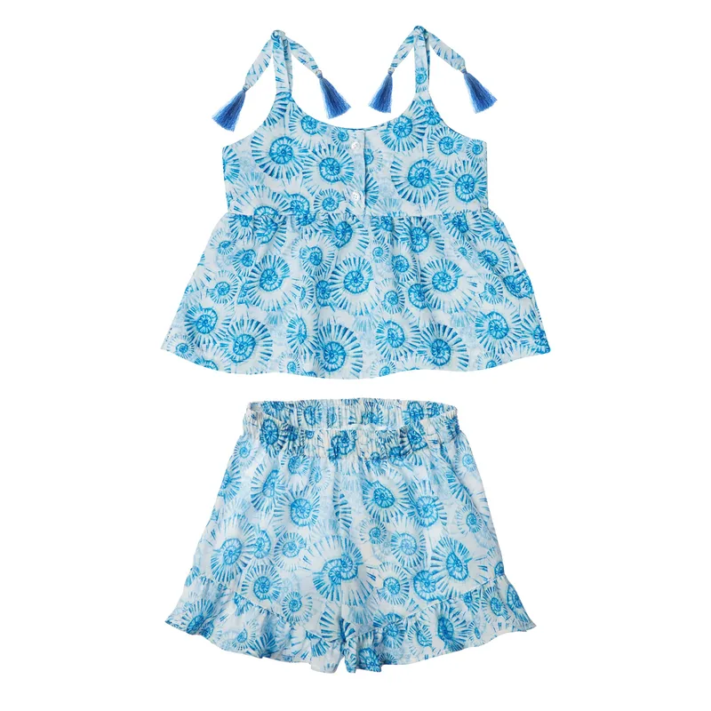 GIRL'S SET TOP SHORTS SEASHELLS