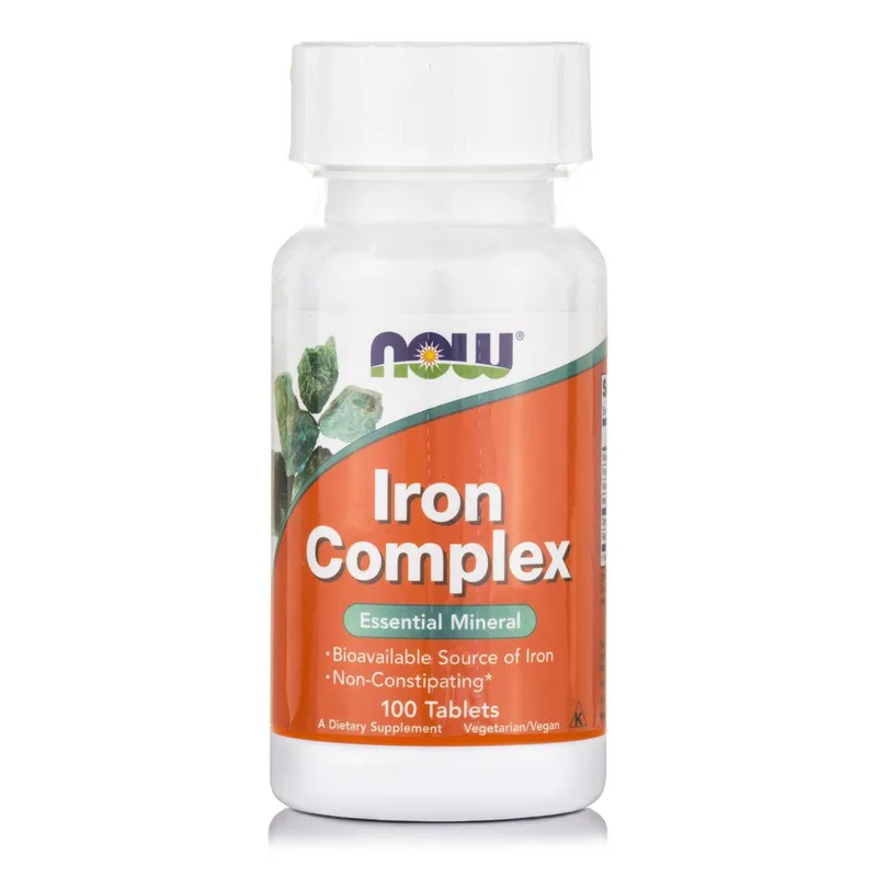 Now Foods Iron Complex Essential Mineral (Vegetarian) Συμπλήρωμα Διατροφής Σιδήρου σε Συνδυασμό με Φολικό Οξύ 100tabs