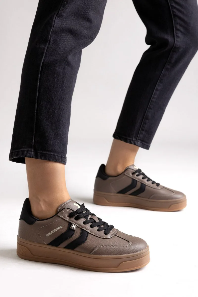 Xti Footwear Αθλητικά παπούτσια flatform - 144585 - Taupe Matte