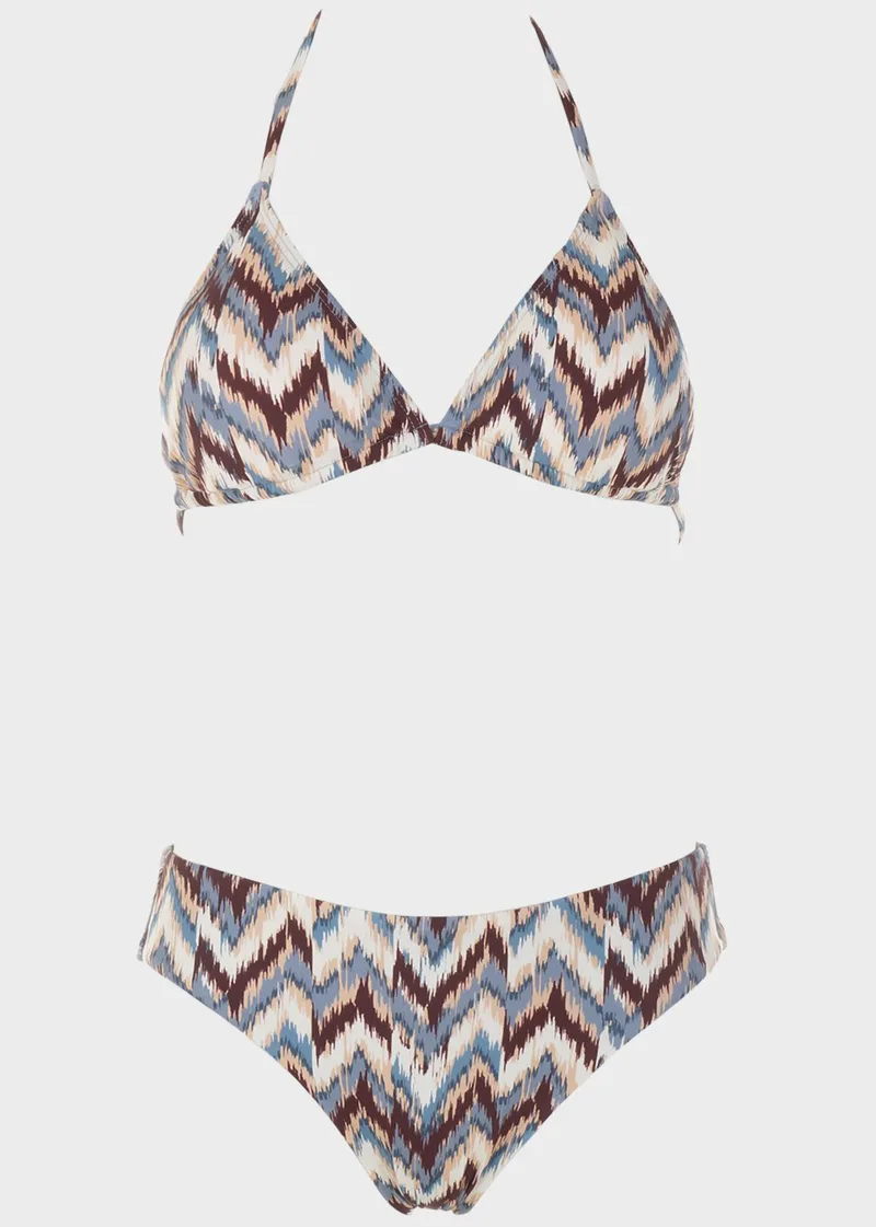 Bikini τριγωνάκι all print slip κανονική γραμμή. Kαλύπτει Β Cup ΓΚΡΙ