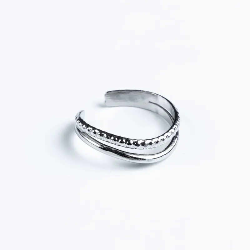 Ατσάλινο ασημί δαχτυλίδι Cuoro the double ring