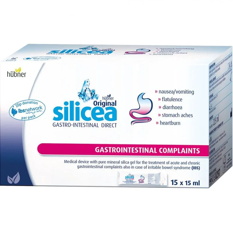 Hubner Silicea Gastro-Intestinal Direct Gel Συμπλήρωμα Διατροφής Πόσιμης Γέλης Πυριτίου για την Αντιμετώπιση Οξέων Γαστρεντερικών Παθήσεων 15 Sachets