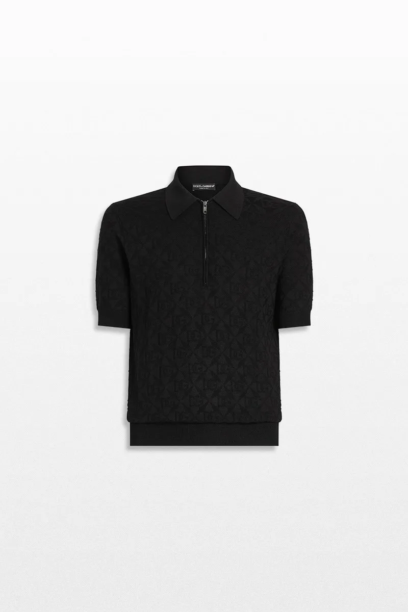 DOLCE&GABBANA Ανδρικό Μαύρο Logo Polo Shirt