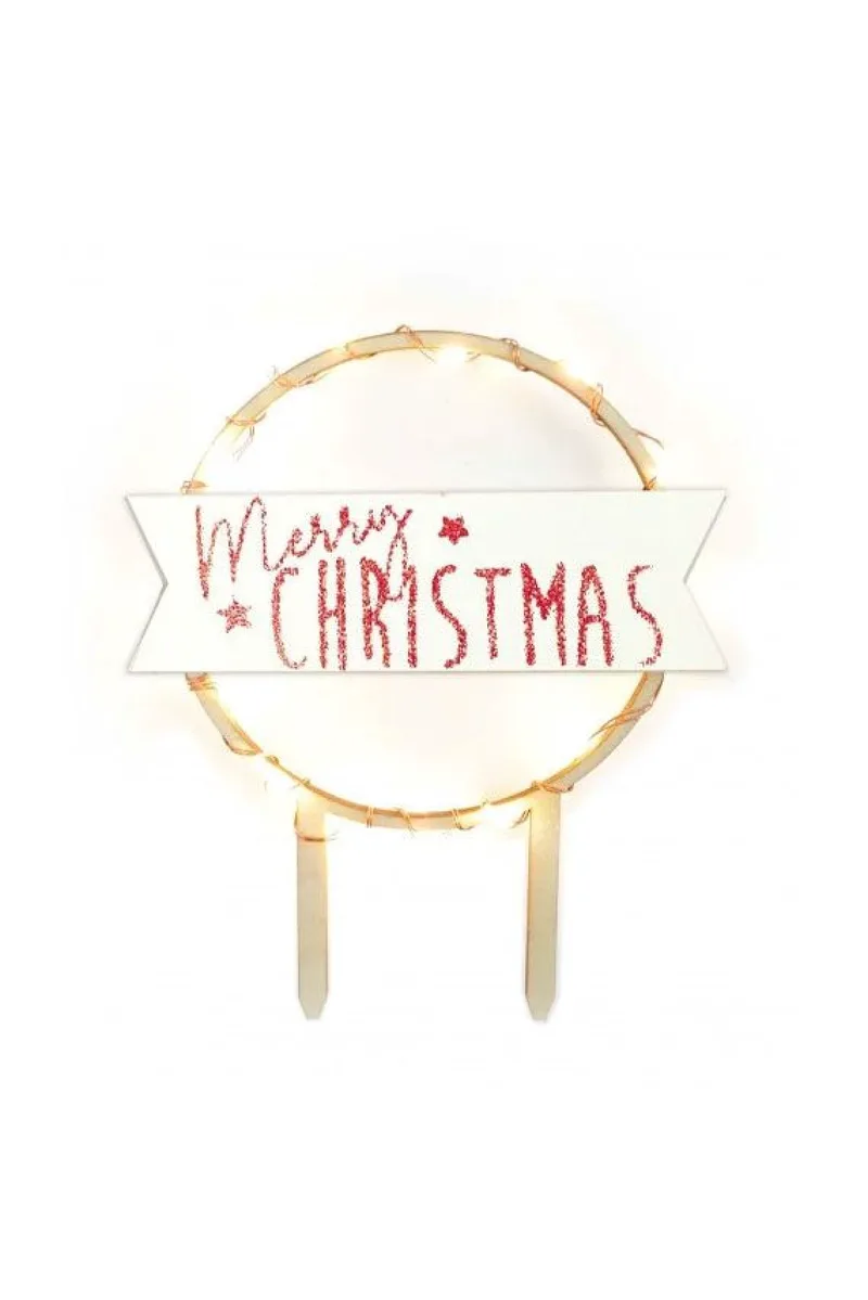 Διακοσμητικο Τουρτας Με Led Merry Christmas 10x0.5x12cm Μονόχρωμο OEM