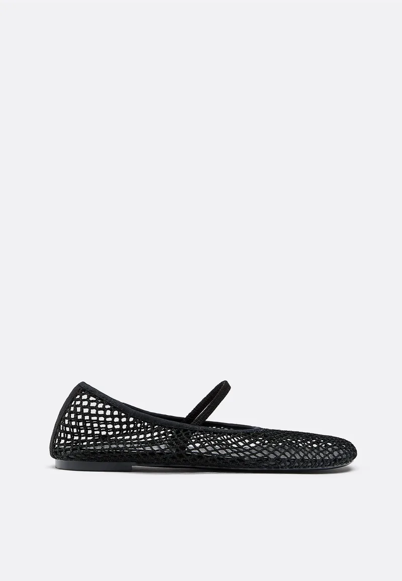 Stradivarius Μπαλαρίνες Mesh Με Λουράκι Μαύρο 41