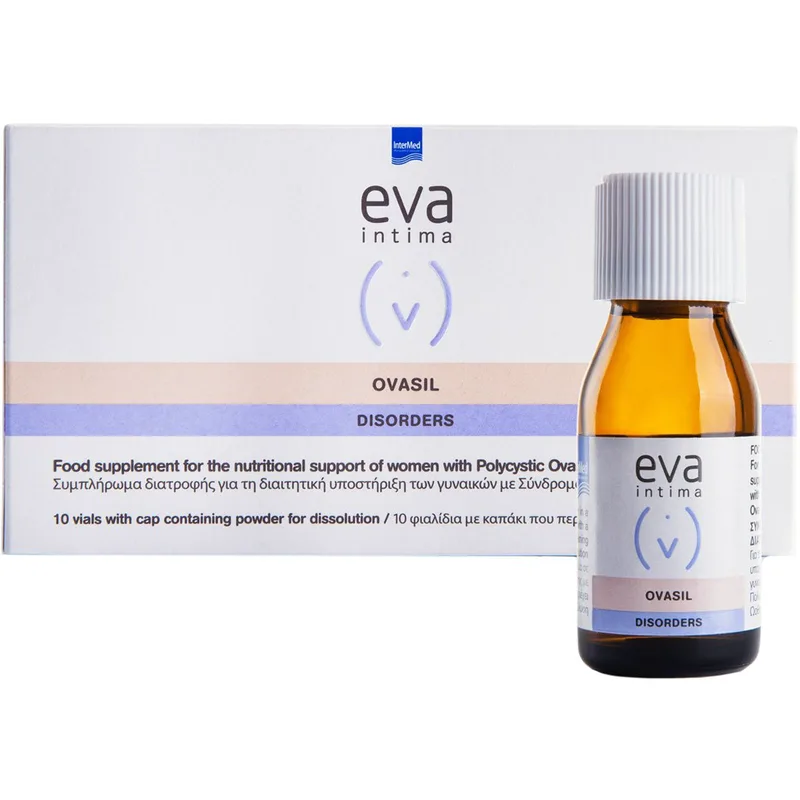 Eva Intima Ovasil Συμπλήρωμα Διατροφής Φόρμουλας Βιταμινών & Μελατονίνης για τη Διαιτητική Υποστήριξη Γυναικών με Σύνδρομο Πολυκυστικών Ωοθηκών με Γεύση Σμέουρο 10 Vials
