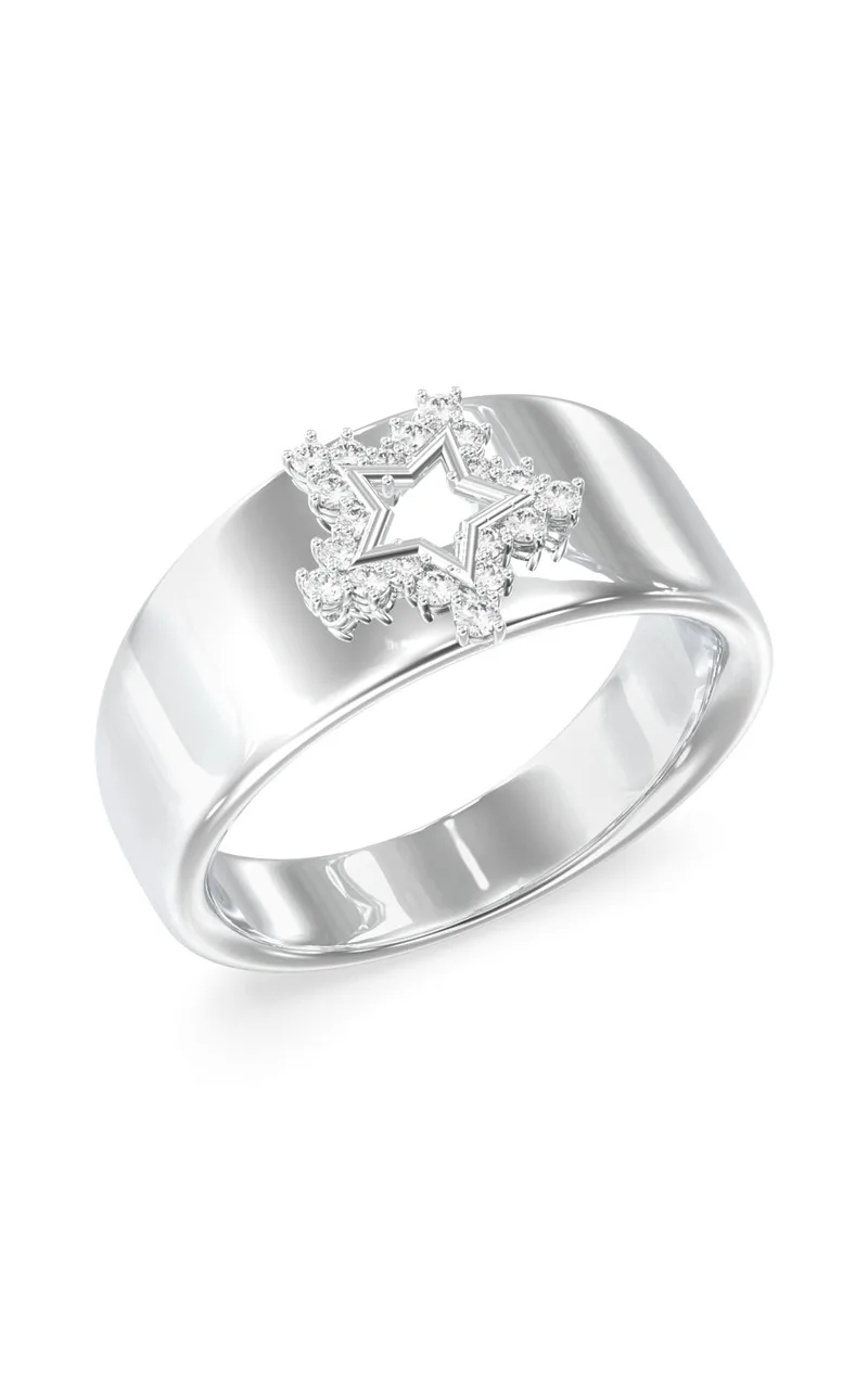 GUESS STEEL ICONIQUE JUBR05540JWRH-No.54 Δαχτυλίδι Ασημένιο Με Αστέρι Με Πέτρες