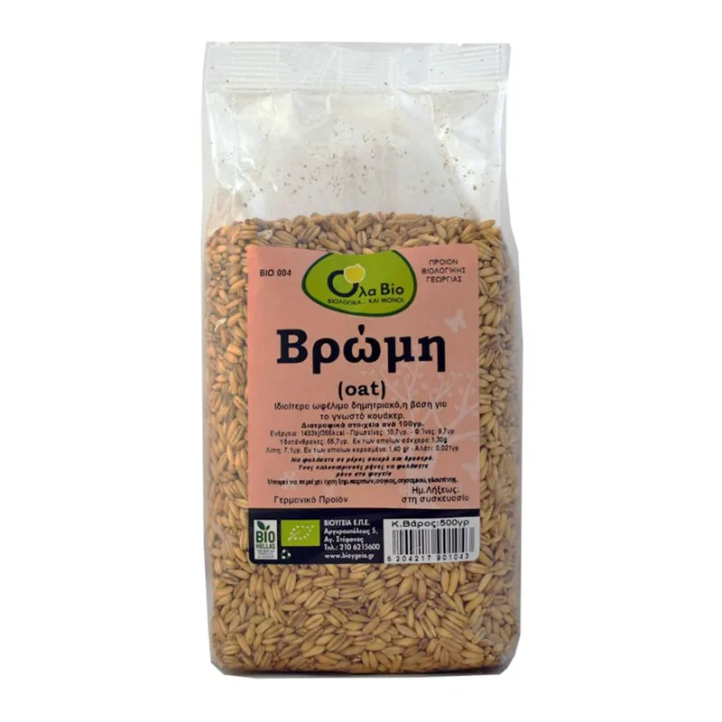 Βιολογική Βρώμη - Όλα Bio - 500gr Ola Bio Ελλάδα No Sugar Added Lactose Free Vegan Palm Oil Free