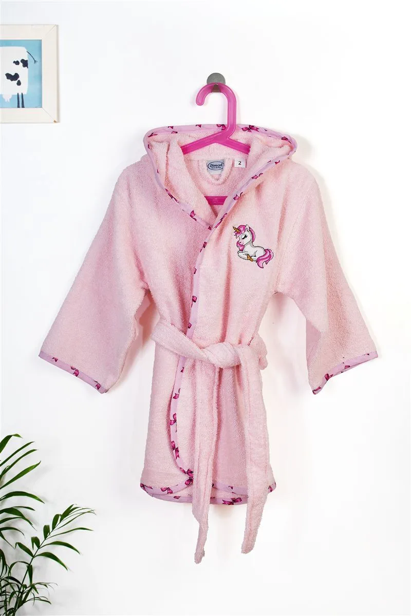 Μπουρνούζι Με Κέντημα kids Unicorn 187 Size: 02 Ροζ 100% Cotton