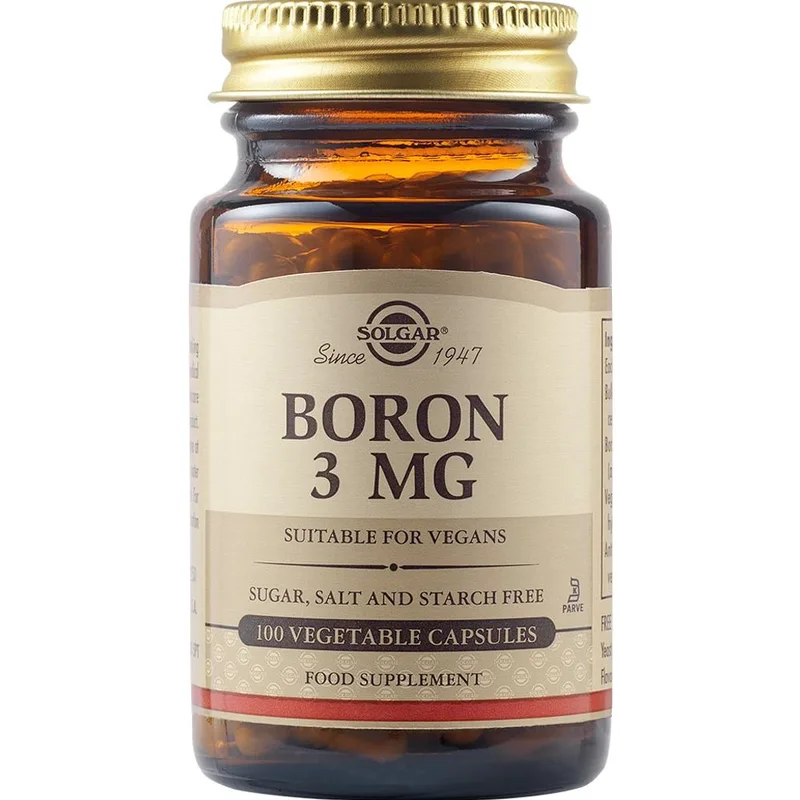 Solgar Boron 3mg Συμπλήρωμα Διατροφής με Βόριο για Αύξηση Οστικής Πυκνότητας, Κατά της Οστεοπόρωσης & Καλή Υγεία των Οστών 100veg.tabs