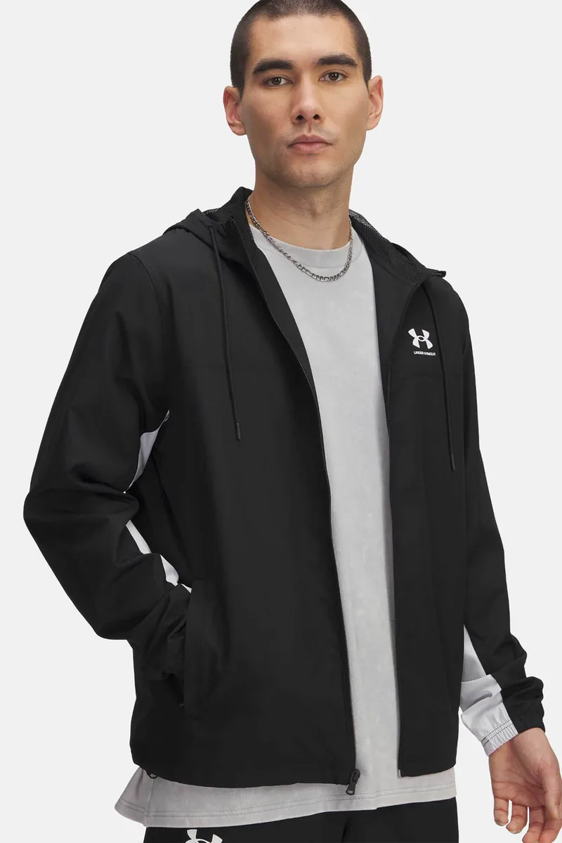 Under Armour ανδρικό αντιανεμικό μπουφάν με κουκούλα και λογότυπο - 1390149 Μαύρο