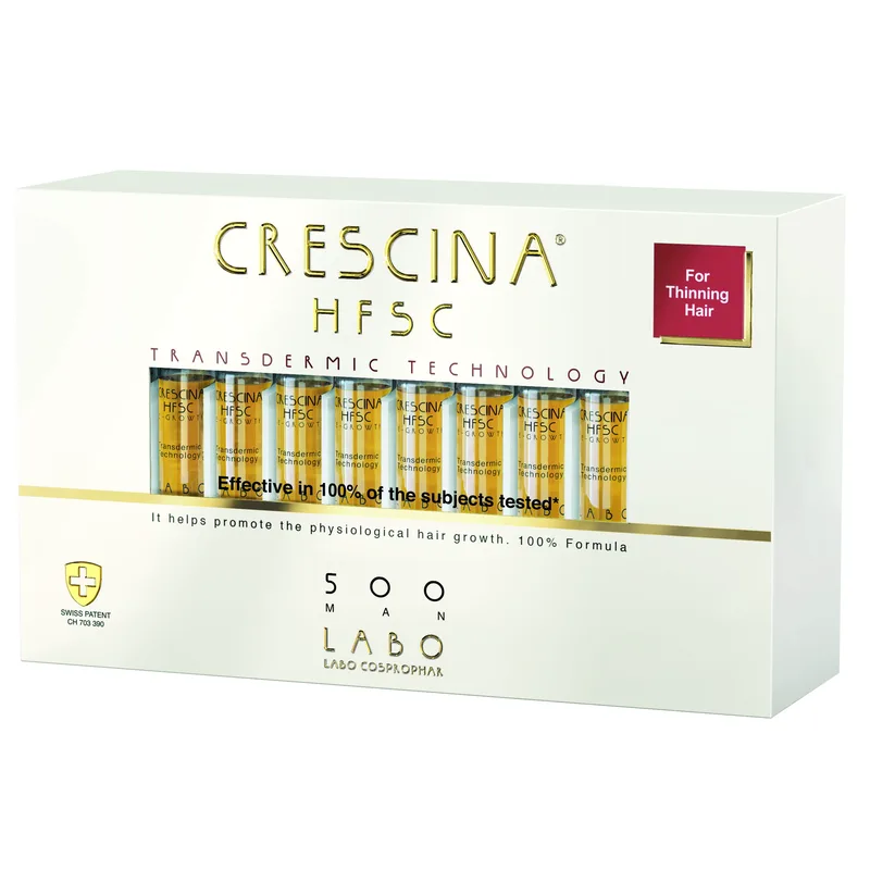 Crescina Transdermic HFSC Man Treatment Αγωγή με Ειδικά Σχεδιασμένη Ανδρική Σύνθεση για τα Μεσαία Στάδια Αραίωσης των Μαλλιών 20 Τεμάχια - 500
