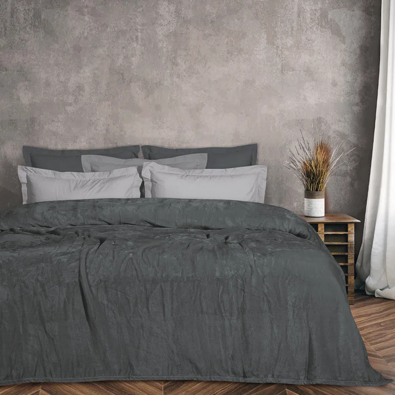 Das home κουβερτα velour υπερδιπλη 1343 γραφιτησ 220χ240