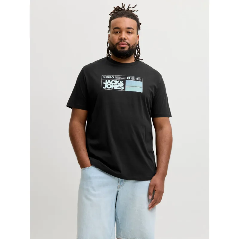 Jack & Jones "Marina Photo Print" T-shirt σε Plus fit γραμμή,με μεταξοτυπία - Black