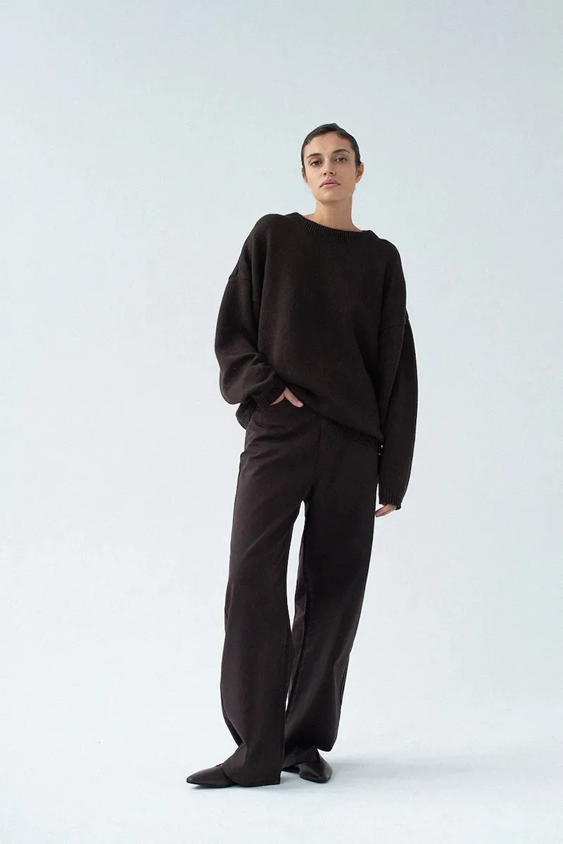 Muuv. παντελόνι wide leg γυναικείο βαμβακερό με ελαστάν FIGEE