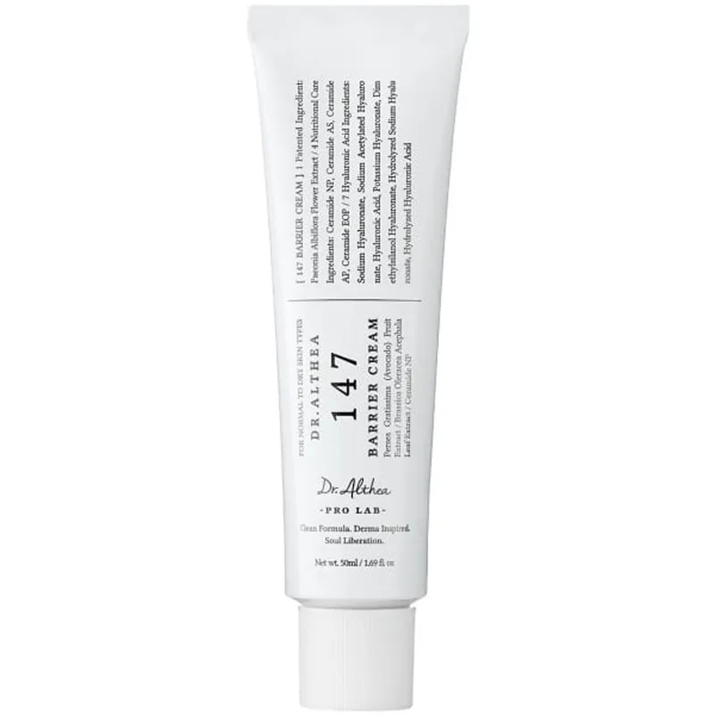 Dr. Althea 147 Barrier Cream Ενυδατική Κρέμα Προσώπου για Ενίσχυση του Επιδερμικού Φραγμού Κατάλληλη για Ξηρές & Ευαίσθητες Επιδερμίδες με Γουαϊαζουλένη & Κεραμίδια  50ml