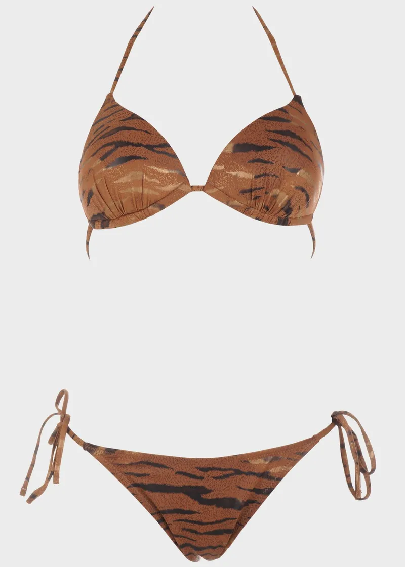 Γυναικείο σετ bikini τριγωνάκι push up.Καλύπτει B Cup ANIMAL