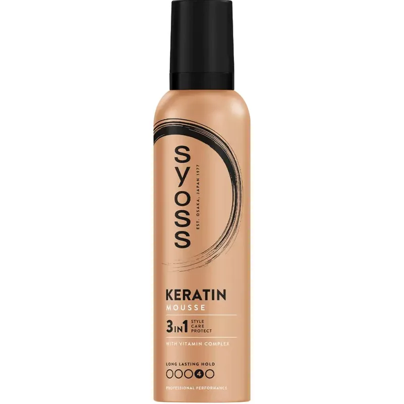 Syoss Keratin Mousse Επαγγελματικός Αφρός Μαλλιών για Δυνατό Κράτημα & Απαλά Μαλλιά Γεμάτα Ζωντάνια & Λάμψη 250ml
