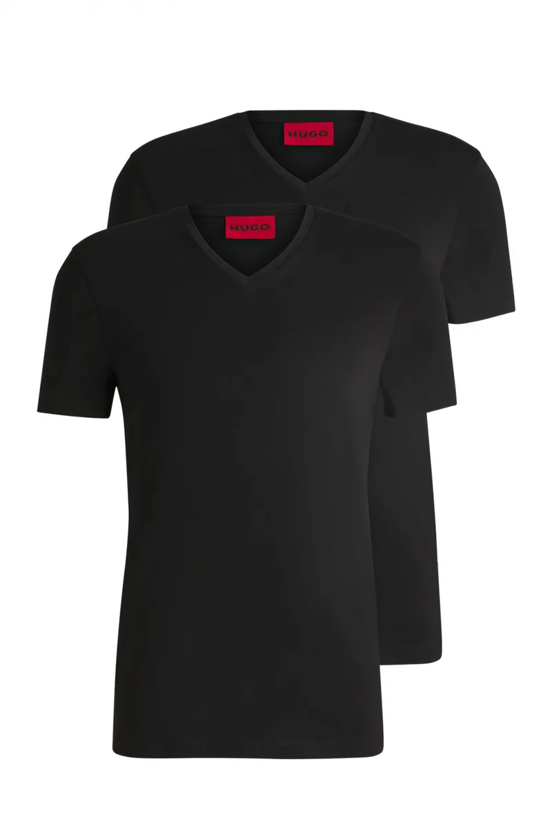 HUGO T-SHIRT ΕΣΩΡΟΥΧΑ DOUBLE PACK HUGO-V ΜΑΥΡΟ