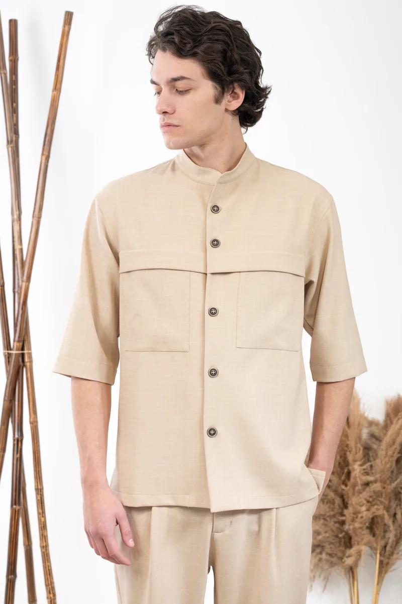 Vittorio Πουκάμισο Overshirt Vittorio 300-24-MONTERI Μπεζ