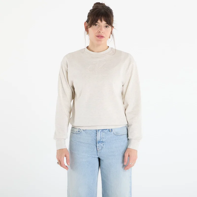 Φούτερ Calvin Klein Jeans Ls Embossed Monologo Terry Crewneck Vanilla Heather L