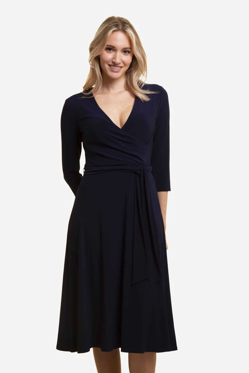 Lauren Ralph Lauren γυναικείο φόρεμα κρουαζέ με μανίκι 3/4 - 250769904002 Μπλε Σκούρο