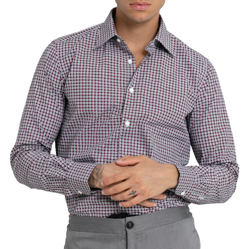 MONK Ανδρικό Κόκκινο Floral Print Shirt/Bordeaux