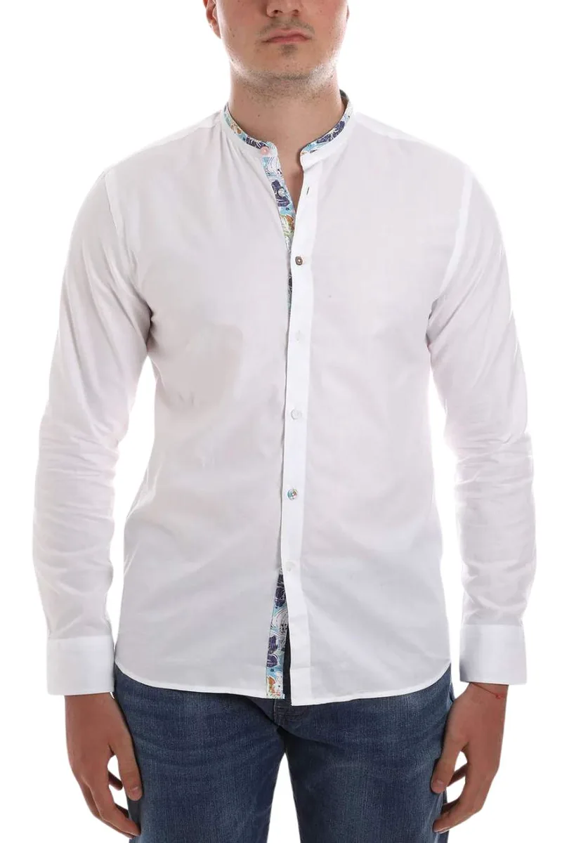 SSEINSE Πουκάμισα Coreana M/L - BIANCO-CE882SS-BLUE