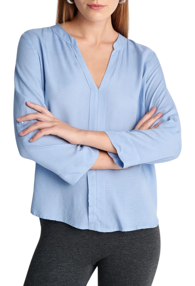 Τουνίκ Attrattivo Μονόχρωμη Με V-Neck 91372231C-CIEL Γυναικείο
