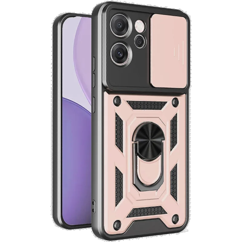 Θήκη Oppo Reno14 F / 14 FS Techsuit CamShield Ανθεκτική με Κάλυμμα για την Κάμερα & Μεταλλικό Ring Holder - Rose Χρυσό (5949419334205)