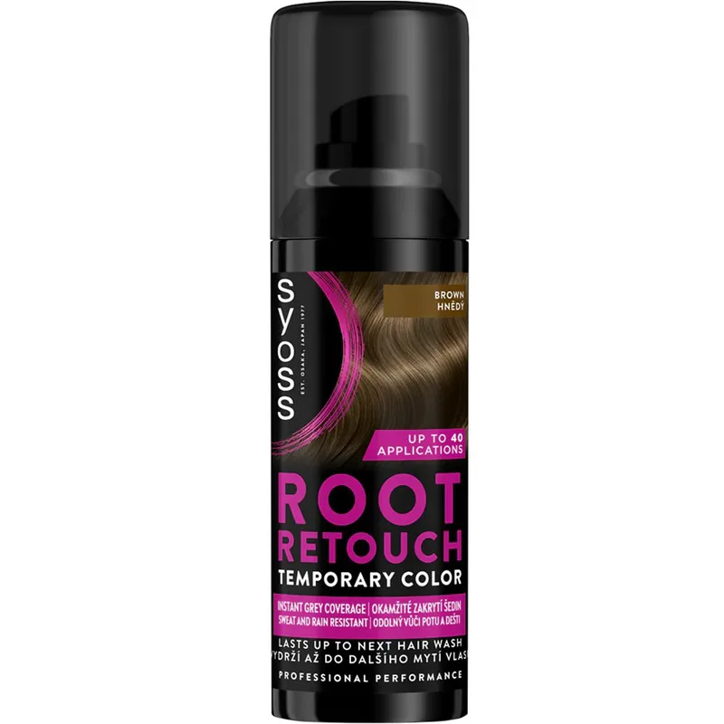 Syoss Root Retouch Temporary Hair Color Spray Προσωρινής Κάλυψης της Περιοχής των Ριζών που Καλύπτει Άμεσα τα Λευκά 120ml - Καστανό