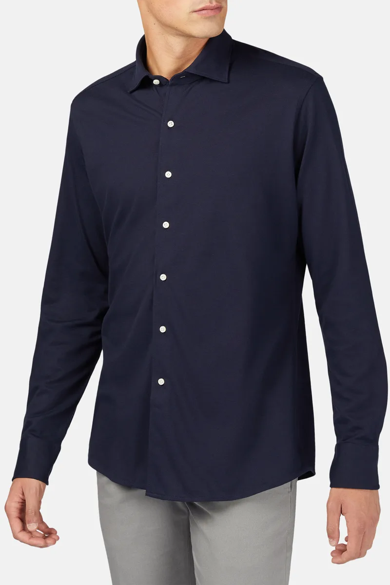 Boggi Milano ανδρικό πουκάμισο μονόχρωμο Regular Fit - BO20C000402 Μπλε Σκούρο