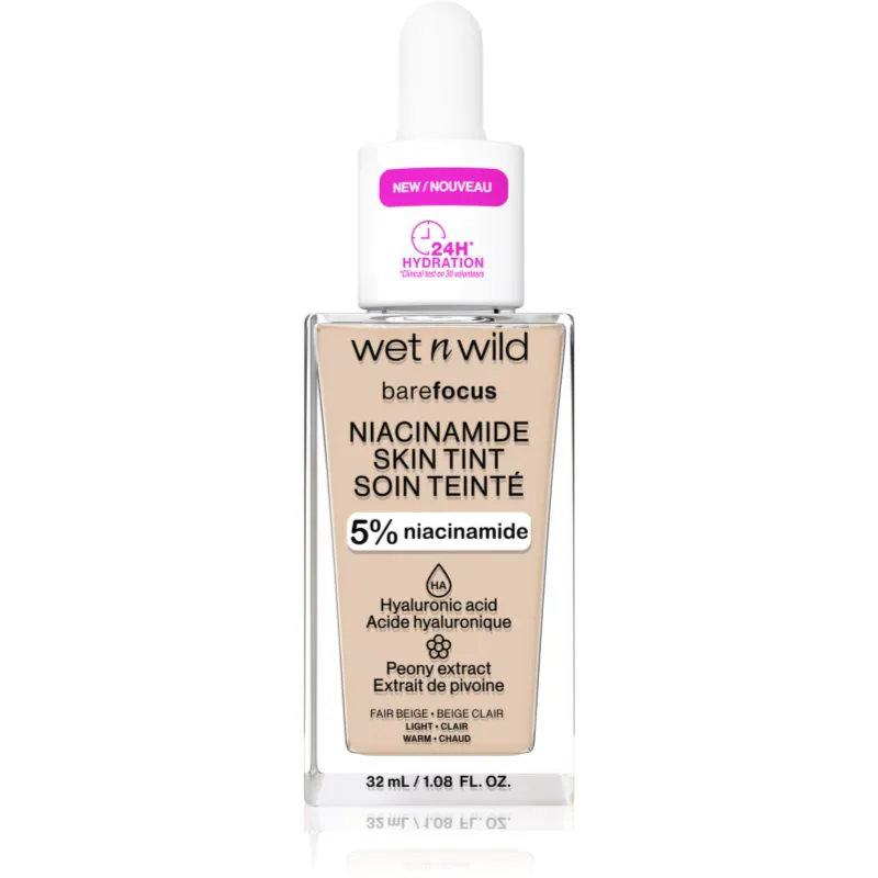 Wet n Wild BareFocus Niacinamide Skin Tint ελαφρύ ενυδατικό μεικ απ απόχρωση Fair Μπεζ (Warm) 32 ml