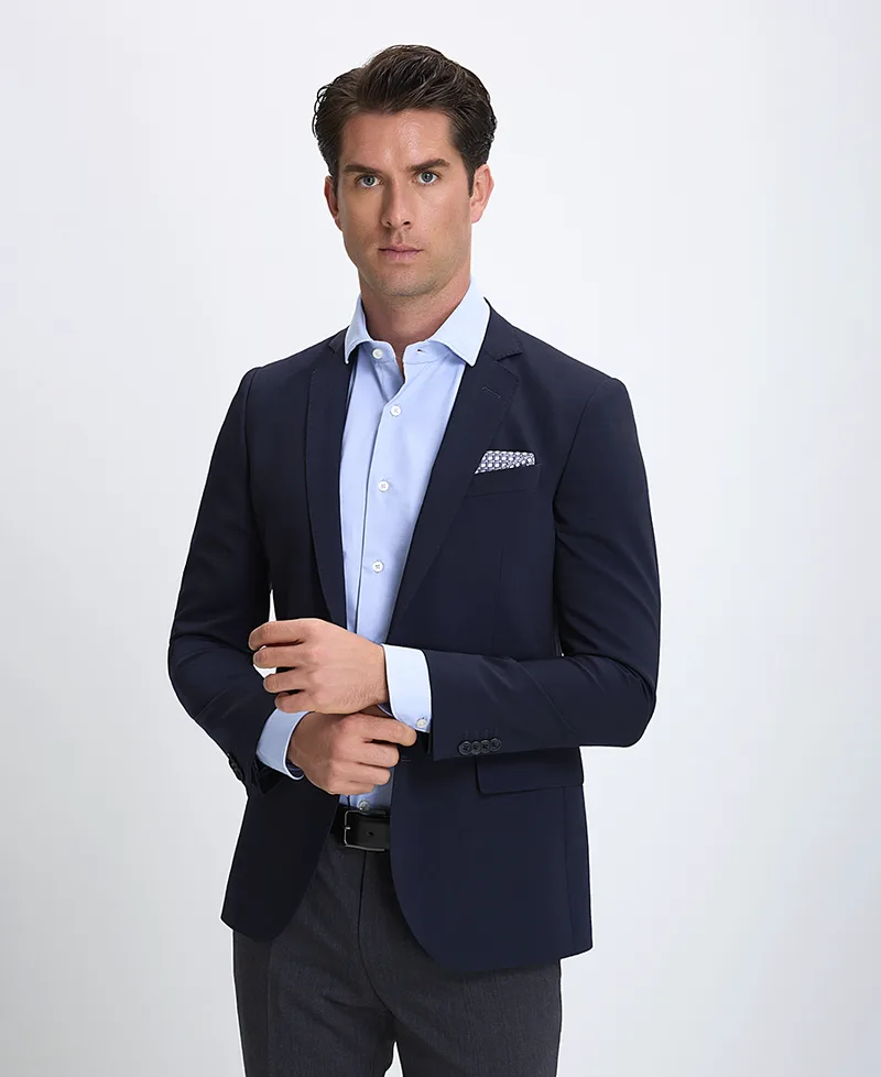 Vardas Ανδρικό Σακάκι Slim Fit σε Σκούρο Μπλε