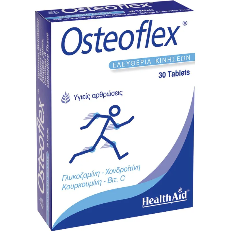 Health Aid Osteoflex Συμπλήρωμα Διατροφής με Γλυκοζαμίνη, Χονδροϊτίνη, Βιταμίνη C & Μαγγάνιο για την Καλή Υγεία των Αρθρώσεων, Χόνδρου & Ελευθερία Κινήσεων 30tabs