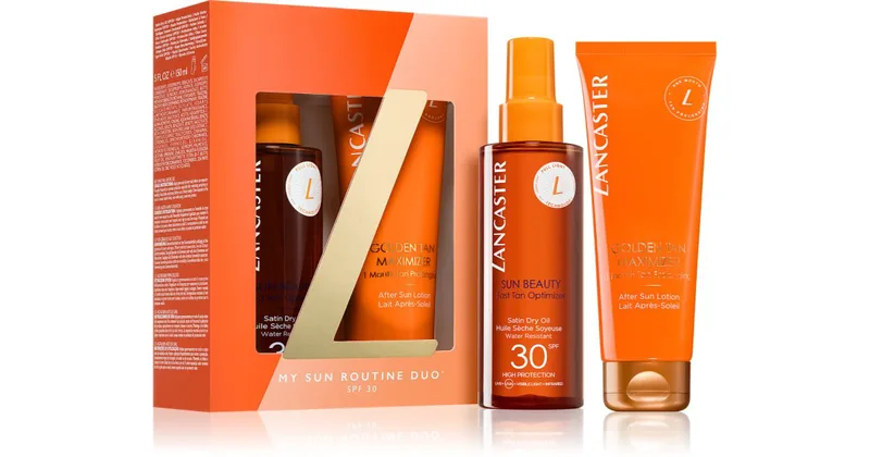 Lancaster Sun Beauty Solar gift pack dry tanning oil in spray SPF 30 150 ml + body milk to prolong the tan 125 ml